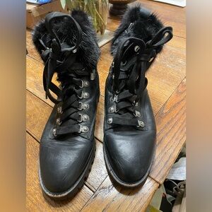 Rebecca Minkoff Jaylin Fox Fur-Trimmed Combat Boot size 8